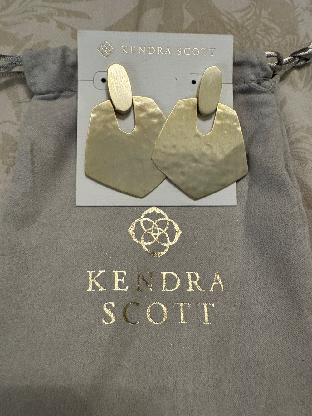 Kendra Scott Gold Hammered Geometric Drop Earrings